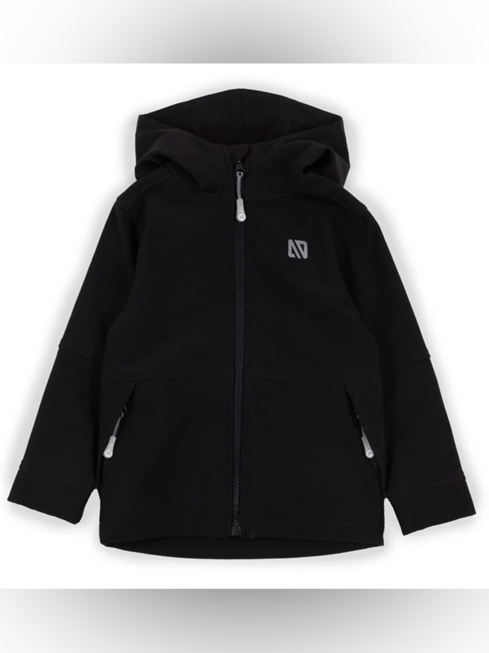 Nano Black Hooded Zip-Up Jacket with Reflective Logo